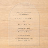 レイチェルフォーマルエレガントな結婚式の日付を保存 アクリル招待状 (正面)