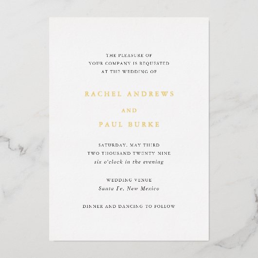 レイチェルフォーマルエレガントな結婚式 箔招待状 (正面)