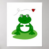 レイディバグ付きリリーパッド上のカエル子供部屋ウォールアート ポスター (正面)