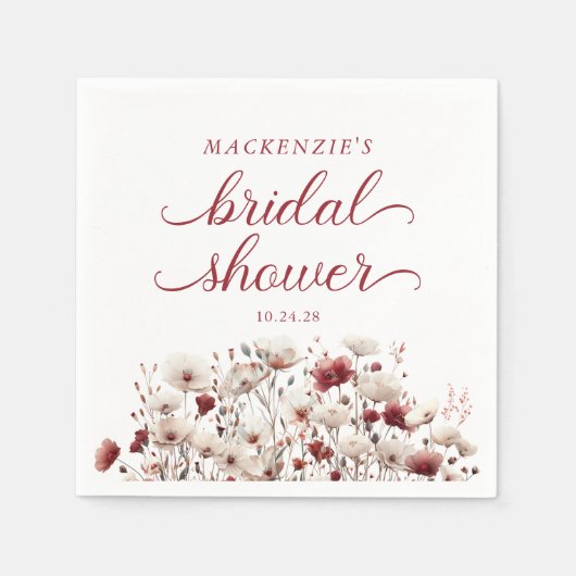 レイトサマー ワイルドフラワー ボヘミア ブライダルシャワー スタンダードカクテルナプキン (正面)