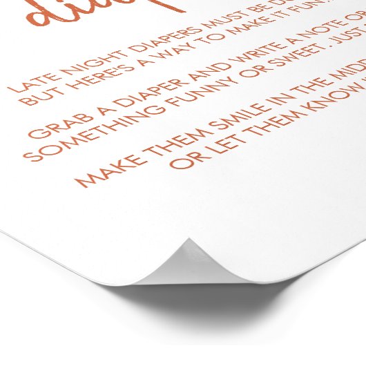 レイトナイトおむつサインボホハートテラコッタ ポスター (角)