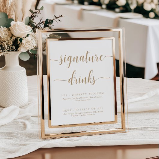 レイトンモダン金ゴールドミニマルシグネチャードリンク看板 ポスター