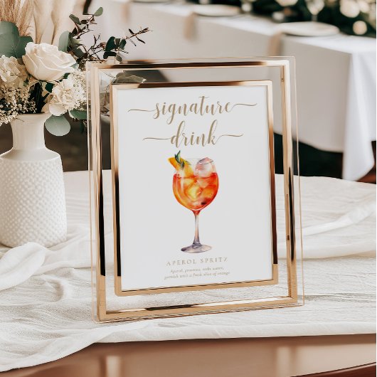 レイトンモダン金ゴールドミニマルシグネチャー飲料看板 ポスター