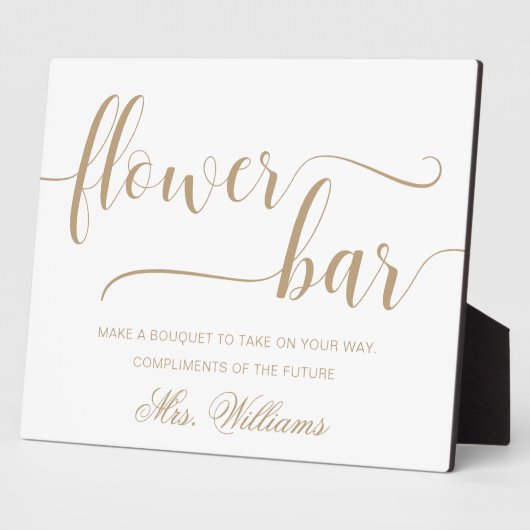 レイトンモダン金ゴールドミニマルフラワーバー標識 フォトプラーク (側面)