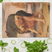 レイトン卿によって小石を拾うギリシャの女の子 キッチンタオル (折り畳み)