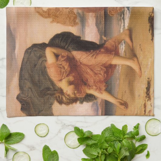 レイトン卿によって小石を拾うギリシャの女の子 キッチンタオル (折り畳み)