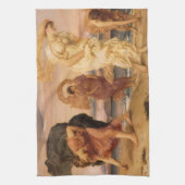 レイトン卿によって小石を拾うギリシャの女の子 キッチンタオル (縦)