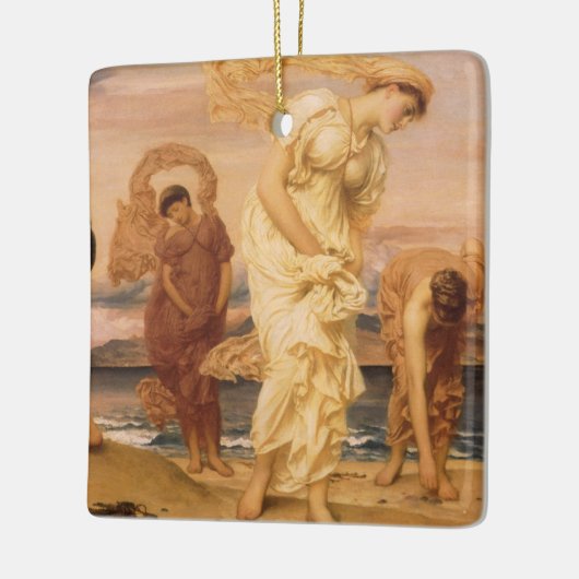 レイトン卿によって小石を拾うギリシャの女の子 セラミックオーナメント (左)