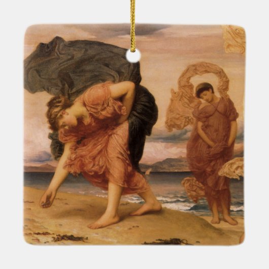 レイトン卿によって小石を拾うギリシャの女の子 セラミックオーナメント (裏面)