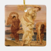 レイトン卿によって小石を拾うギリシャの女の子 セラミックオーナメント (正面)
