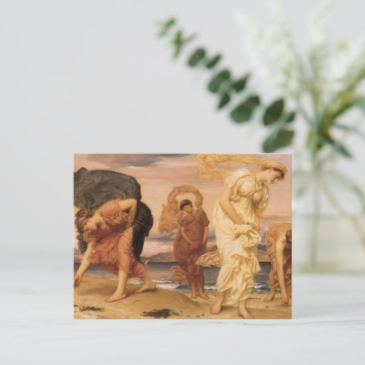 レイトン卿によって小石を拾うギリシャの女の子 ポストカード (スタンド正面)