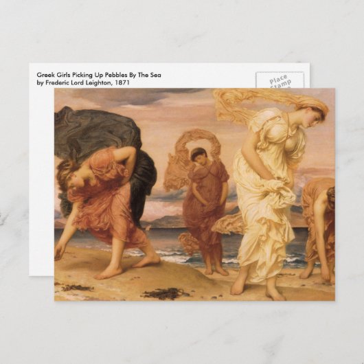 レイトン卿によって小石を拾うギリシャの女の子 ポストカード (正面/裏面)