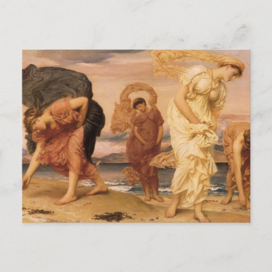 レイトン卿によって小石を拾うギリシャの女の子 ポストカード (正面)