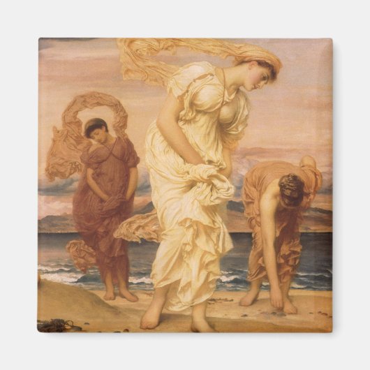 レイトン卿によって小石を拾うギリシャの女の子 マグネット (正面)