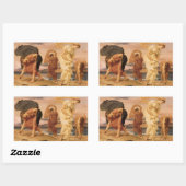 『レイトン卿による、石を拾うギリシャの少女たち』 長方形シール (シート)