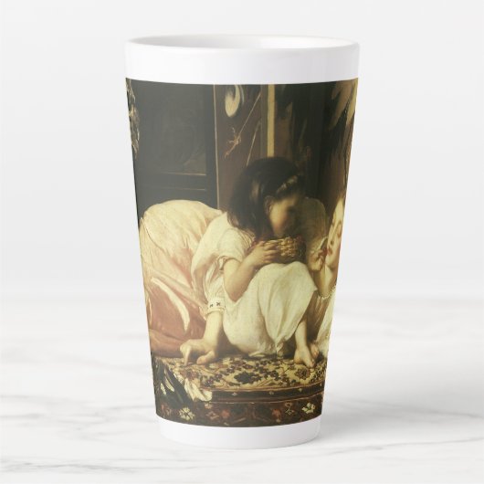 レイトン卿の母と子(別名さくらんぼ) カフェラテマグ (正面)