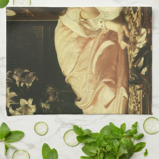 レイトン卿の母と子(別名さくらんぼ) キッチンタオル (折り畳み)