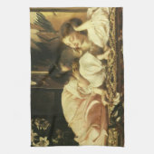 レイトン卿の母と子(別名さくらんぼ) キッチンタオル (縦)