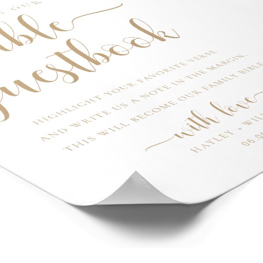 レイトン金ゴールド我々のバイブル結婚のゲストブックに署名 ポスター (角)