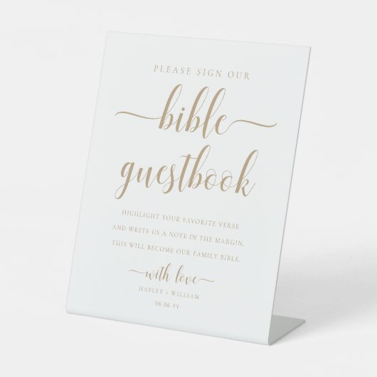 レイトン金ゴールド我々のバイブル結婚のゲストブックに署名 台座サイン (正面)