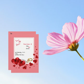 レイドペーパー 赤いハートリング 結婚式 Save The Date セーブザデート