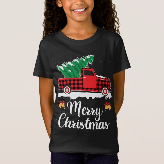 レイドレッドトラ運ックのクリスマスツリークリスマスファム Tシャツ (正面)