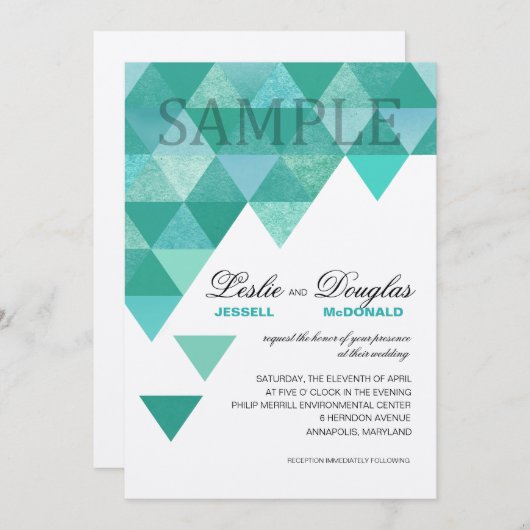 レイド伝統的ジオメトリ三角形のサンプル 招待状 (正面/裏面)