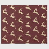 レイナードニューイヤーBurgundyレッドマルーン金ゴールド ラッピングペーパー (フラット)