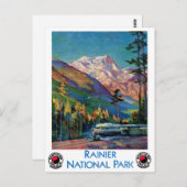 レイニア国立公園ヴィンテージのポスター復元 ポストカード (正面/裏面)