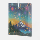 レイニア山w夕べ星空とホタル ガラスオーナメント (正面左)