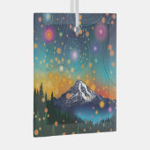 レイニア山w夕べ星空とホタル ガラスオーナメント (正面右)