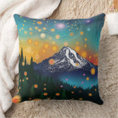 レイニア山w夕べ星空とホタル クッション (ブランケット)
