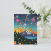 レイニア山w夕べ星空とホタル ポストカード (スタンド正面)