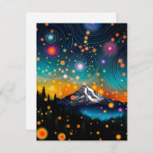 レイニア山w夕べ星空とワイルドフラワー シーズンカード (正面/裏面)