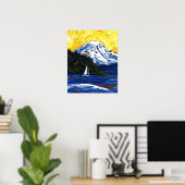 レイニエ山と帆船 ポスター (ホームオフィス)