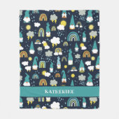 レイニーデイ格言ズレインボーキッズ フリースブランケット (正面)