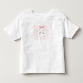 レイニーパーソナライズされたベビーガール子供部屋ボウ&ギンガム トドラーTシャツ