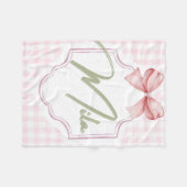 レイニーパーソナライズされたベビーガール子供部屋ボウ&ギンガム フリースブランケット (正面(横))