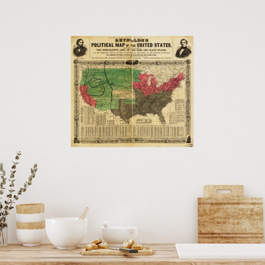 レイノルズ政治地図統一された州 ポスター (キッチン)