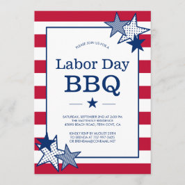 レイバー・デイの星条旗 現代的な愛国的な BBQ 招待状