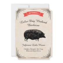 レイバー・デイ・バーベキュー BBQ ピクニック 黒 ヴィンテージ豚