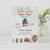 レイバー・デイ・ホリデー・カード　赤・白・青　BBQ 招待状 (スタンド正面)