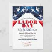 レイバー・デイ BBQ パーティー ワーカー 愛国的なアメリカ国旗 招待状 (正面)
