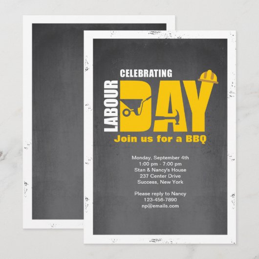 レイバー・デーのお祝い招待状 招待状 (正面/裏面)