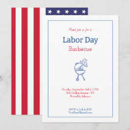 レイバー・デーのバーベキュー・パーティー ミニマリスト 招待状