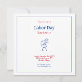 レイバー・デーのバーベキュー・パーティー ミニマル 招待状 (正面)