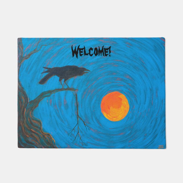 レイブンと満月の姿 ドアマット (正面)