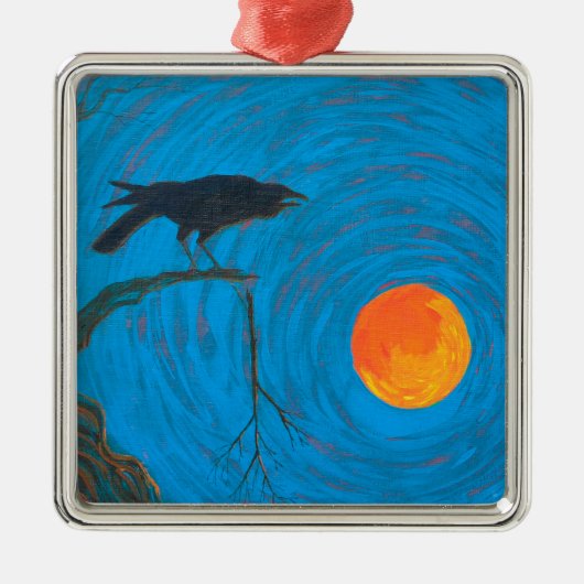 レイブンと満月 メタルオーナメント (正面)