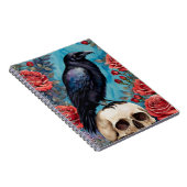 レイブンオンスカルレッドローゼスティール(緑がかった色)背景 ノートブック (右側)