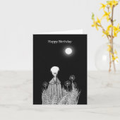 レイブンスカルアンダームーン不気味ゴシック怖い誕生日 カード (黄色い花)